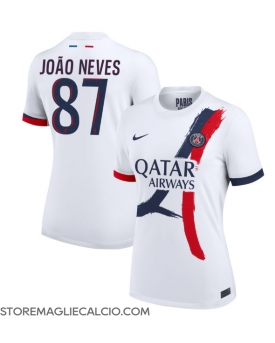 Paris Saint-Germain Joao Neves #87 Maglia Gara Trasferta Repliche 2024-25 Donna Maniche Corte